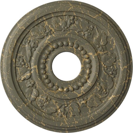 Ekena Millwork Genevieve Medallion (Canopies up to 3 1/2"), 16 1/8"OD x 3 1/2"ID x 7/8"P, Witch Hazel Crackle CM16GNWHC